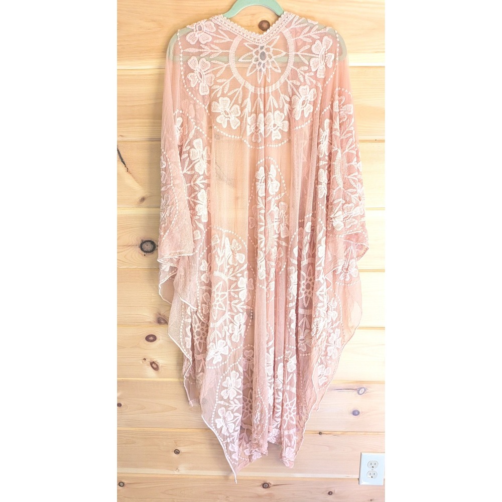 Torrid Kimono Women One Size Boho Ethereal Festival Romantic Embroidered Sheer